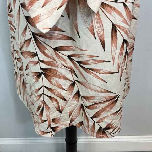 Ann Taylor Loft Skirt size Small Pet Linen Leaf Knee A Line Ties Summer Modest - Picture 5 of 11